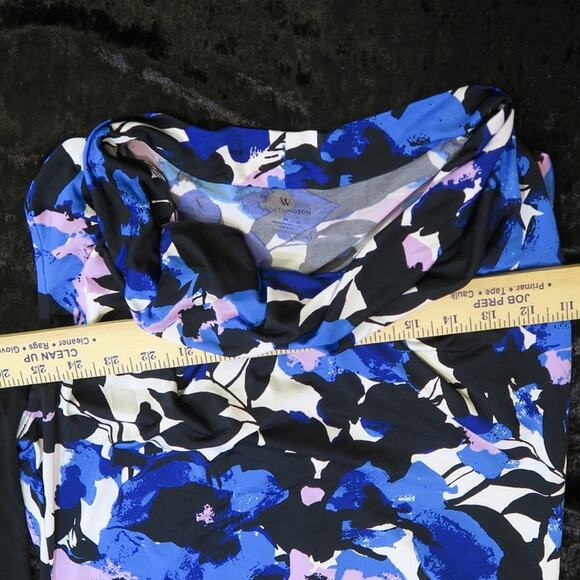 Elephant Floral Abstract Tank Top Sz M Cowl Draped Neck Black Purple Worthington - Picture 6 of 15